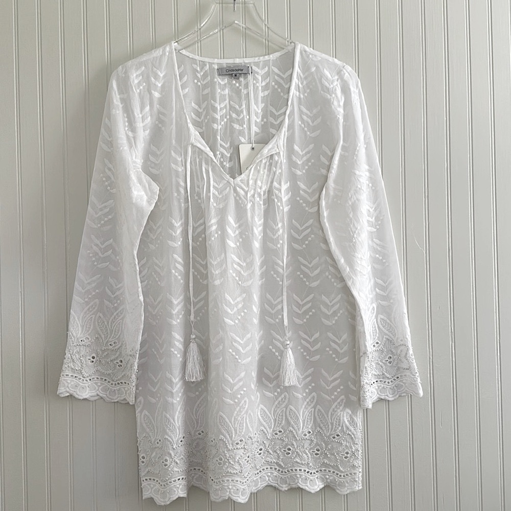 OndadeMar Embroidered Beaded Coverup Tunic